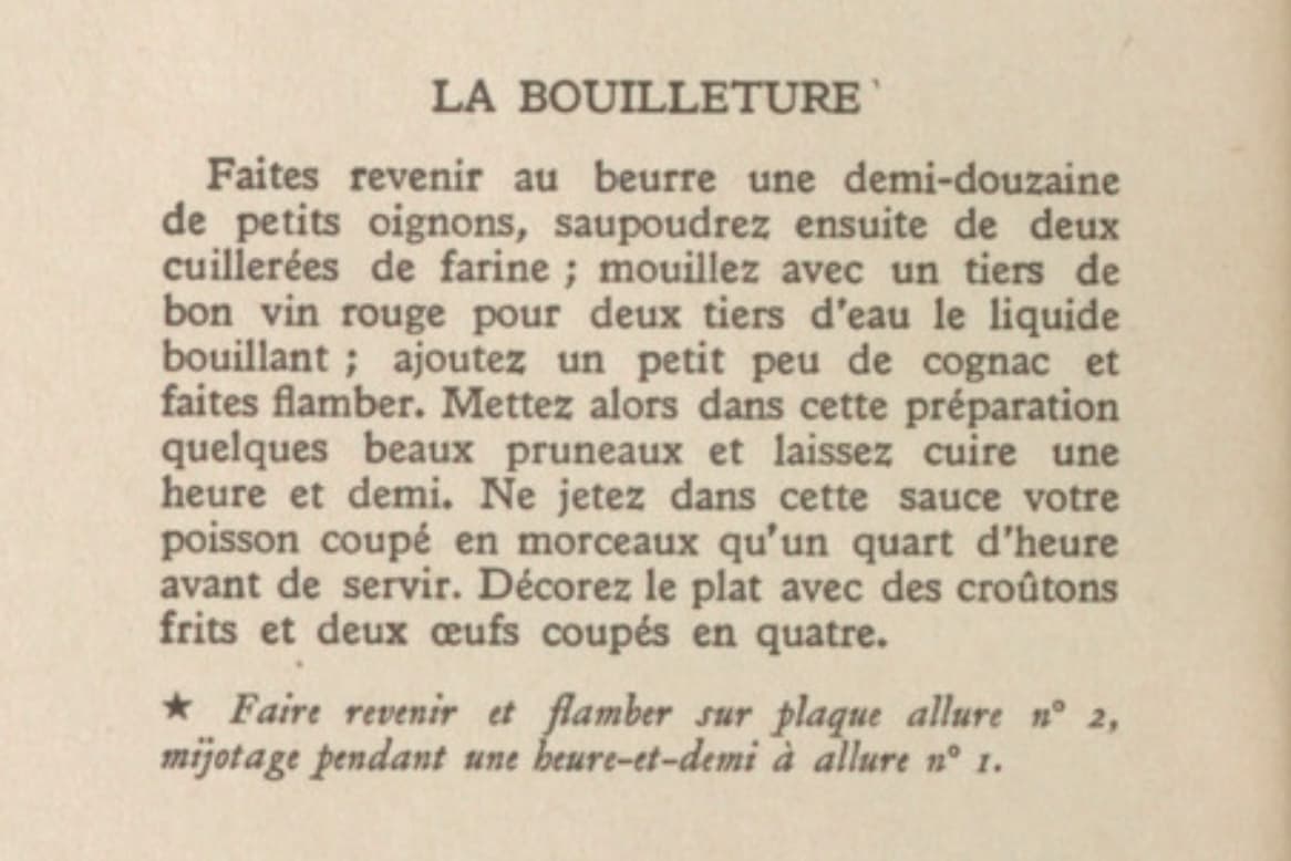 La recette de la bouilleture de 1937