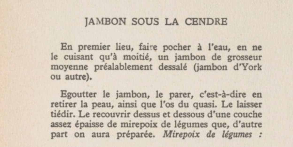 La recette du jambon sous la cendre de 1935