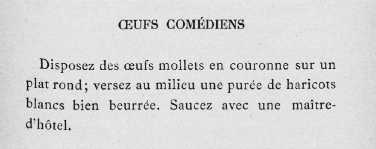La recette des œufs comédiens de 1898